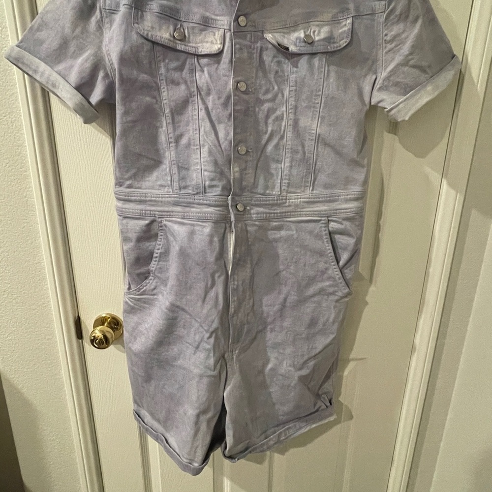 Lavender Denim Short Sleeve Jumpsuit